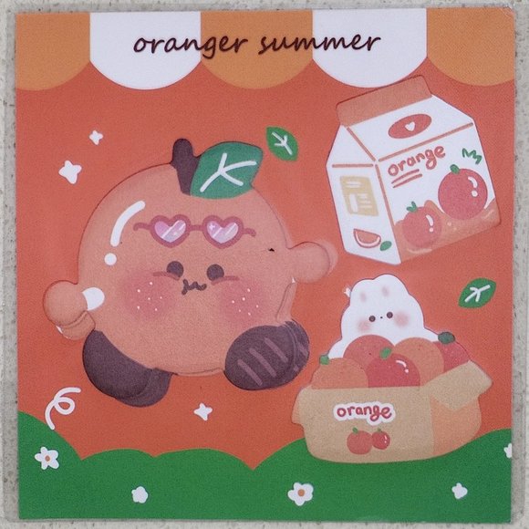 Kawaii Orange-chan fruit juice sticky note memo pad - Picture 1 of 1